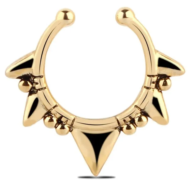 1PCS Stainless Steel Fake Nose Ring Clip On Septum Piercing Faux Hoop Indian Nose Ring Pircing Nariz Punk Body Piercing Jewelry