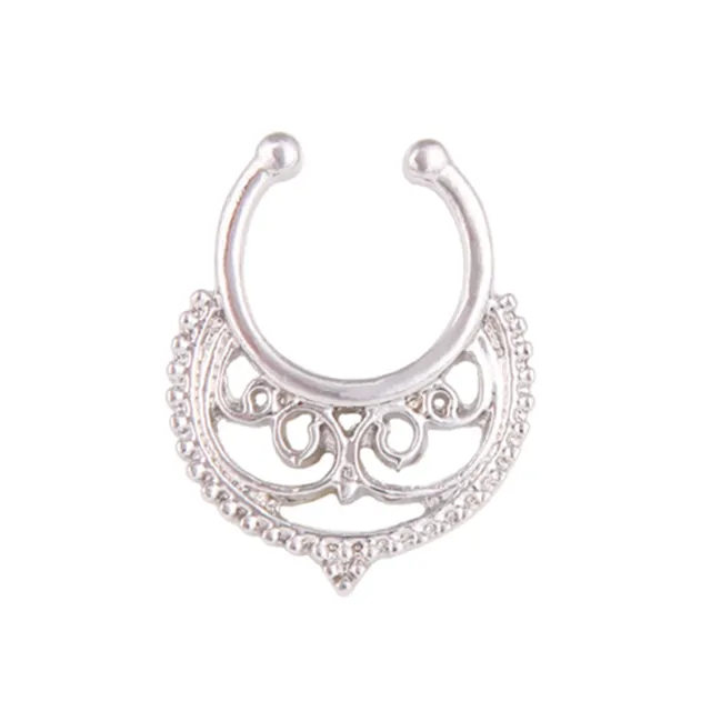 1PCS Stainless Steel Fake Nose Ring Clip On Septum Piercing Faux Hoop Indian Nose Ring Pircing Nariz Punk Body Piercing Jewelry