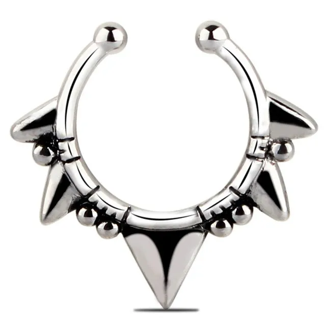 1PCS Stainless Steel Fake Nose Ring Clip On Septum Piercing Faux Hoop Indian Nose Ring Pircing Nariz Punk Body Piercing Jewelry