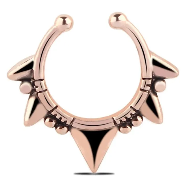 1PCS Stainless Steel Fake Nose Ring Clip On Septum Piercing Faux Hoop Indian Nose Ring Pircing Nariz Punk Body Piercing Jewelry