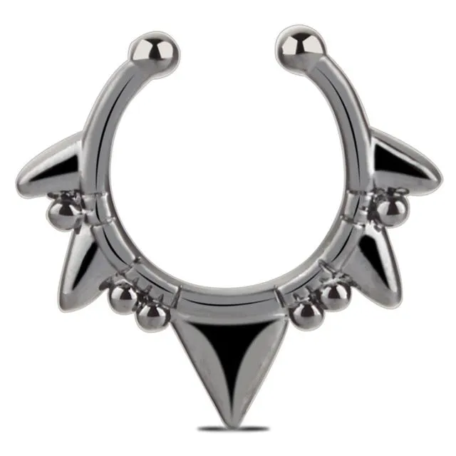 1PCS Stainless Steel Fake Nose Ring Clip On Septum Piercing Faux Hoop Indian Nose Ring Pircing Nariz Punk Body Piercing Jewelry