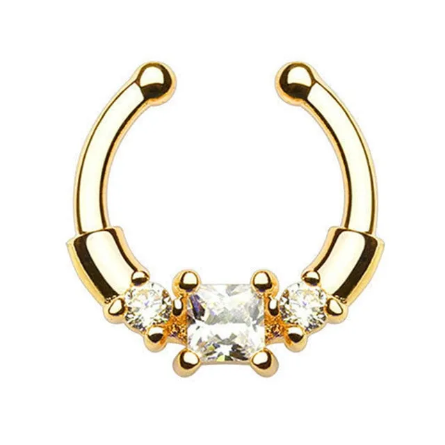1PCS Stainless Steel Fake Nose Ring Clip On Septum Piercing Faux Hoop Indian Nose Ring Pircing Nariz Punk Body Piercing Jewelry