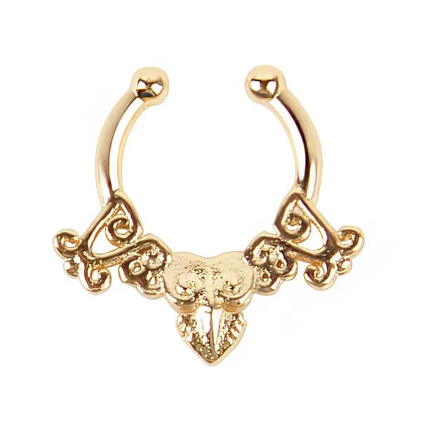 1PCS Stainless Steel Fake Nose Ring Clip On Septum Piercing Faux Hoop Indian Nose Ring Pircing Nariz Punk Body Piercing Jewelry