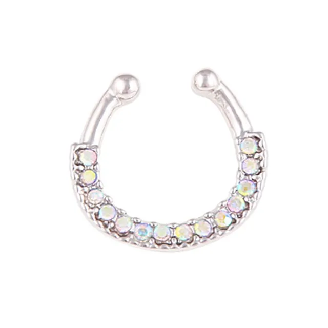 1PCS Stainless Steel Fake Nose Ring Clip On Septum Piercing Faux Hoop Indian Nose Ring Pircing Nariz Punk Body Piercing Jewelry