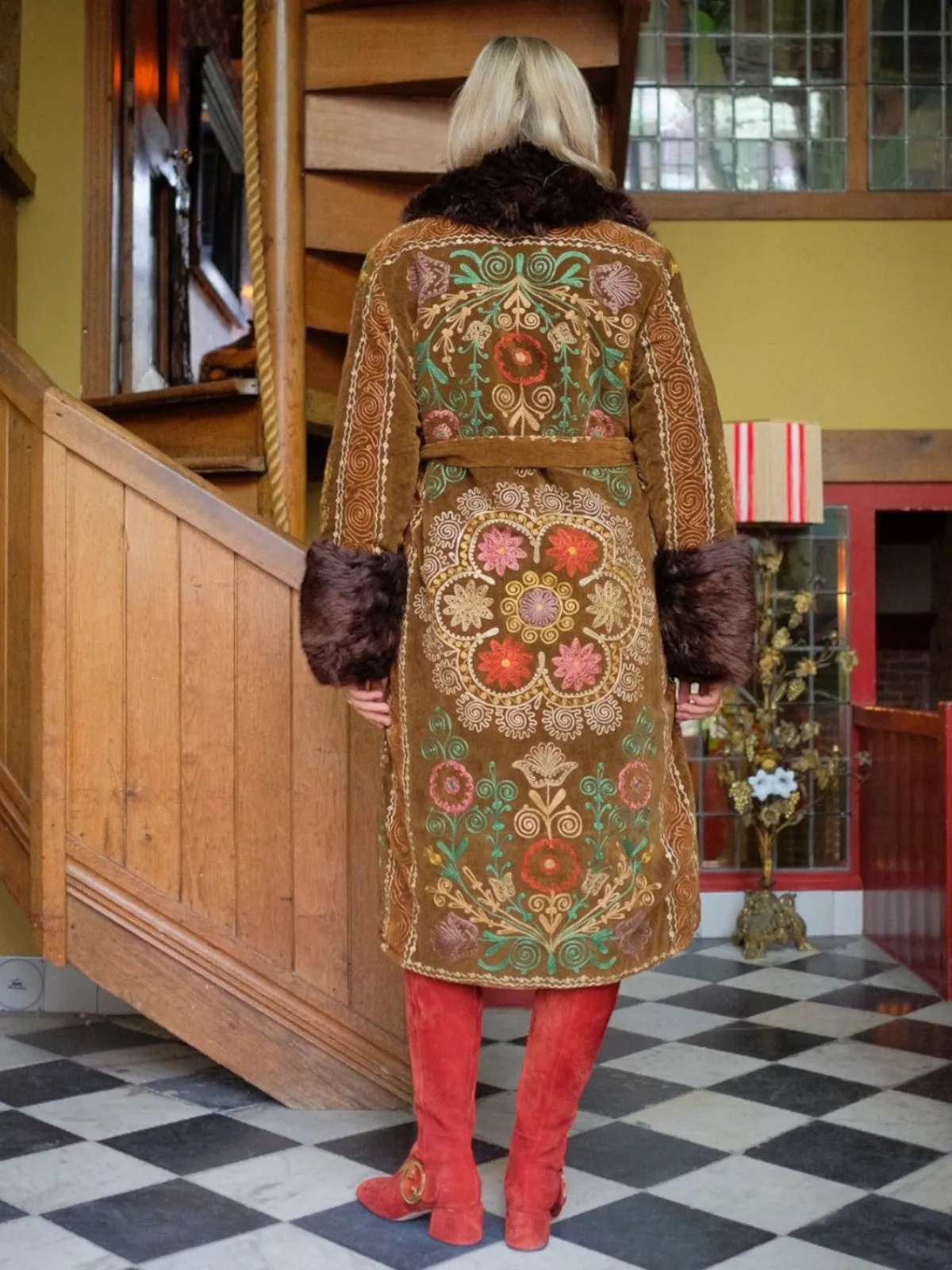 Aisara Wrap Coat - S | Multi Print/Brown