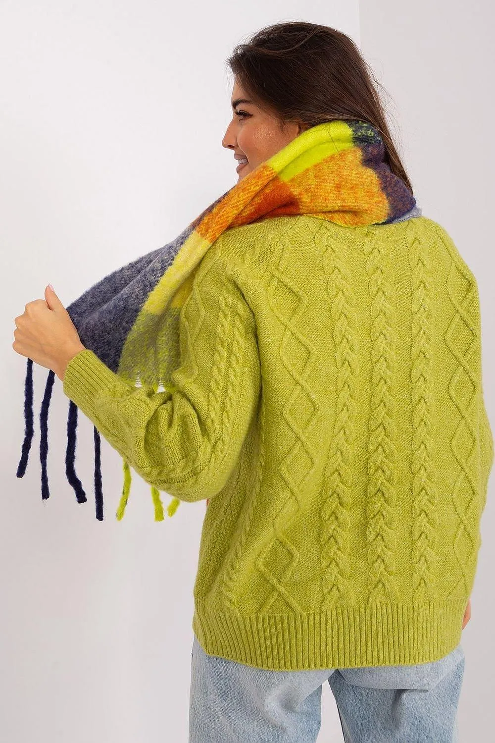 AT long colorful plaid scarf