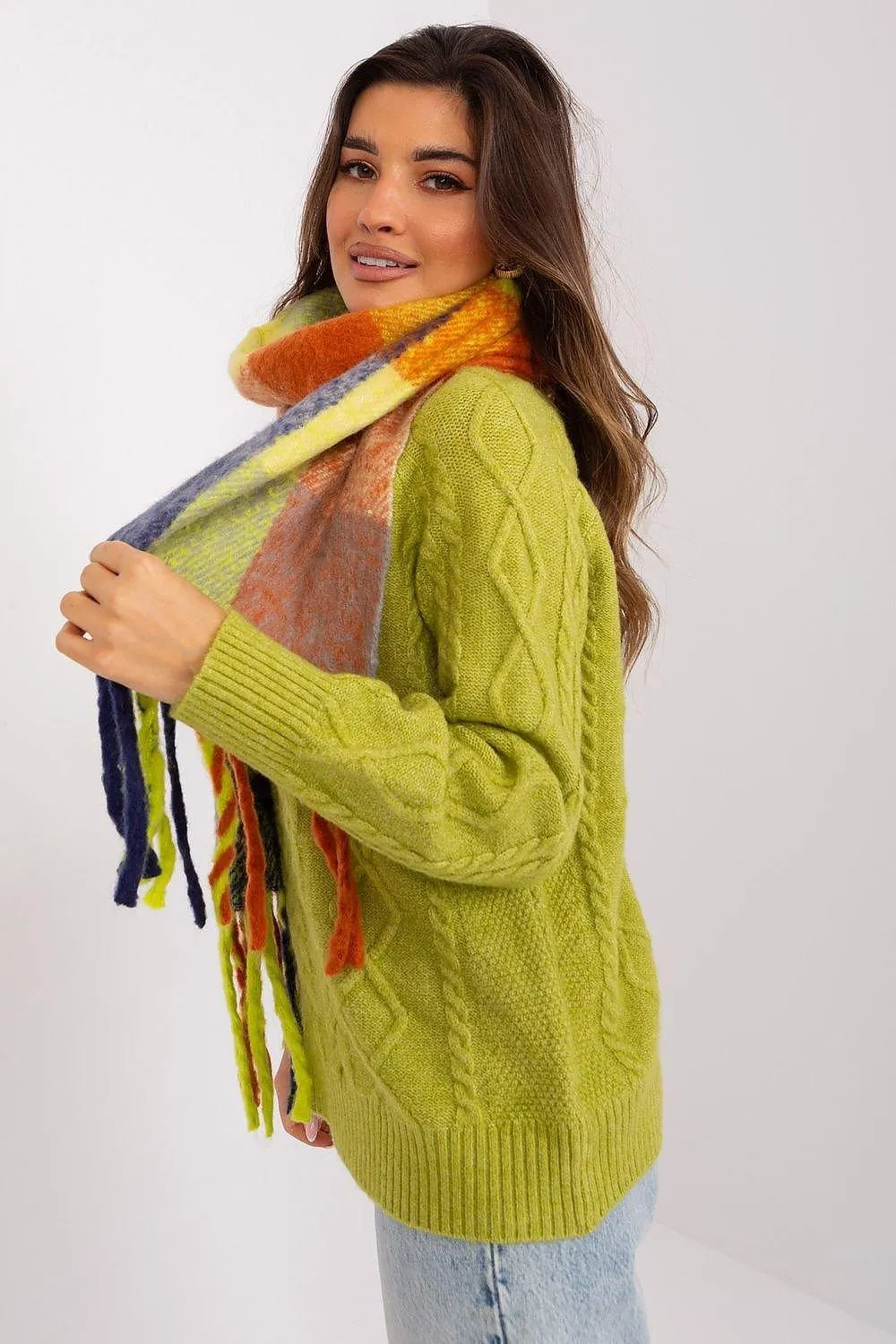 AT long colorful plaid scarf