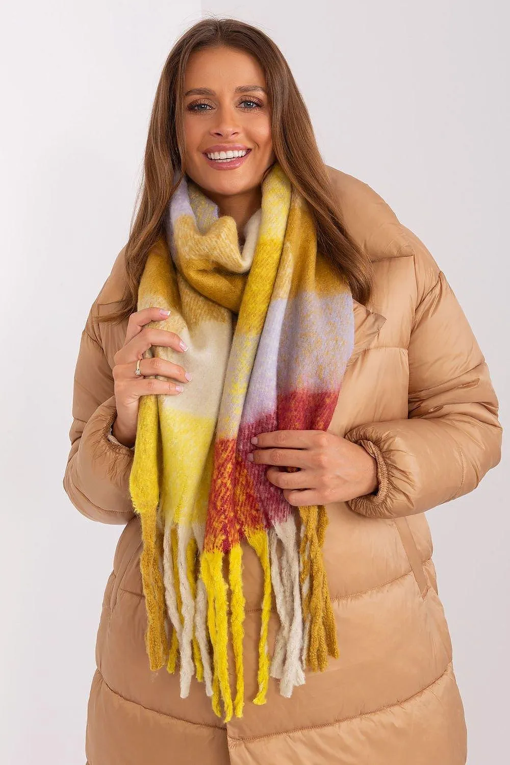 AT long colorful plaid scarf