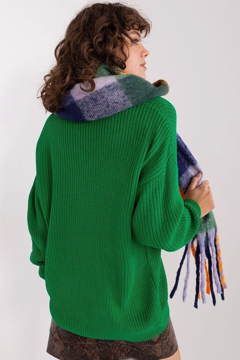 AT long colorful plaid scarf