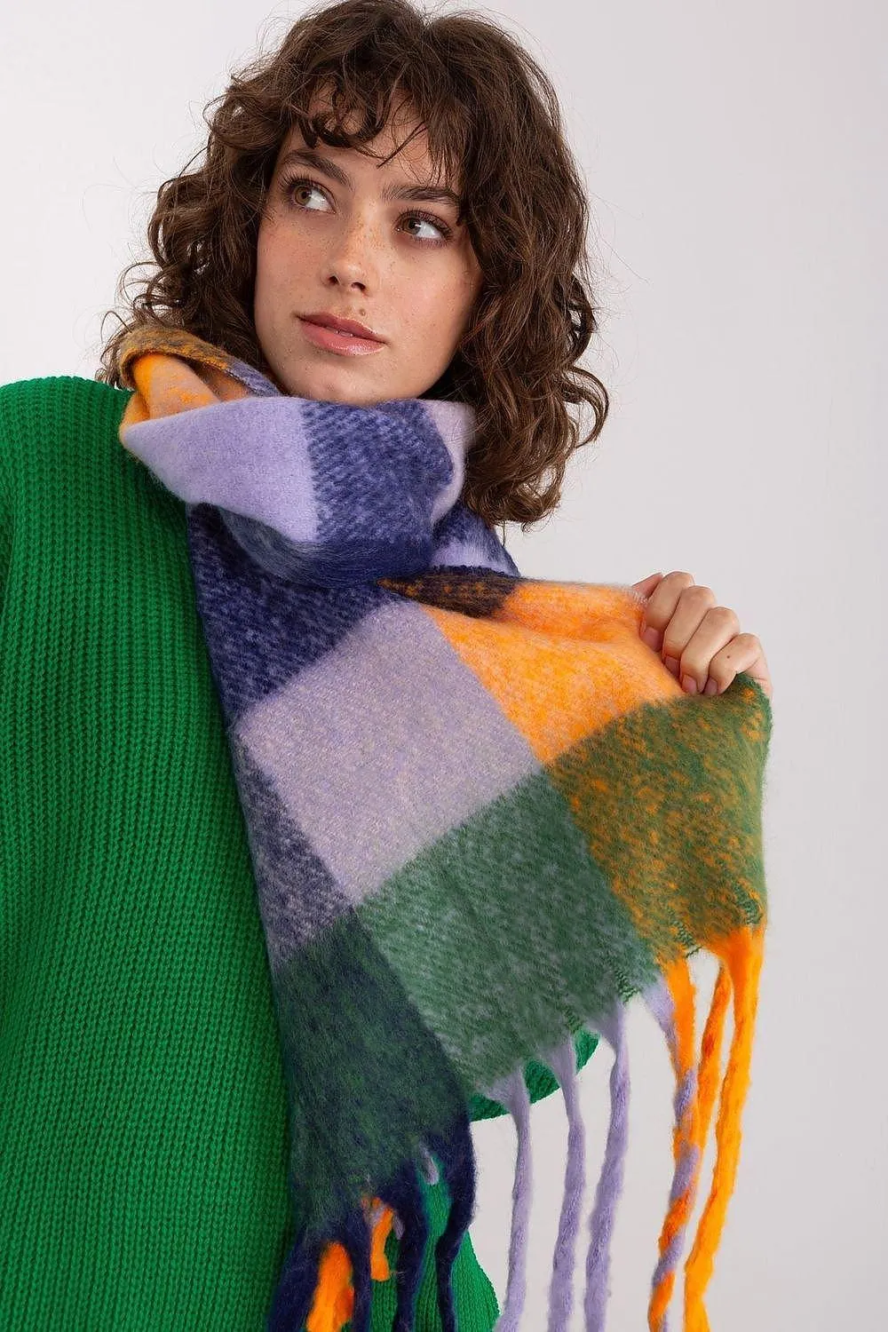AT long colorful plaid scarf