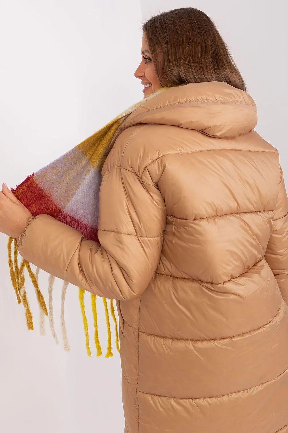 AT long colorful plaid scarf