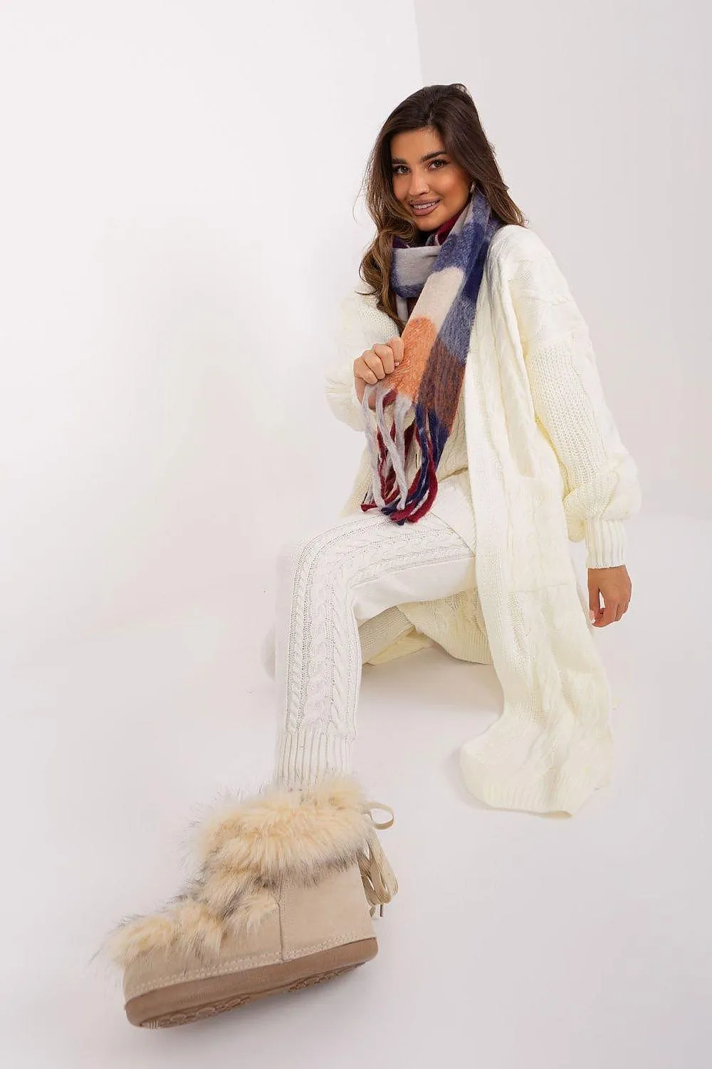 AT long colorful plaid scarf