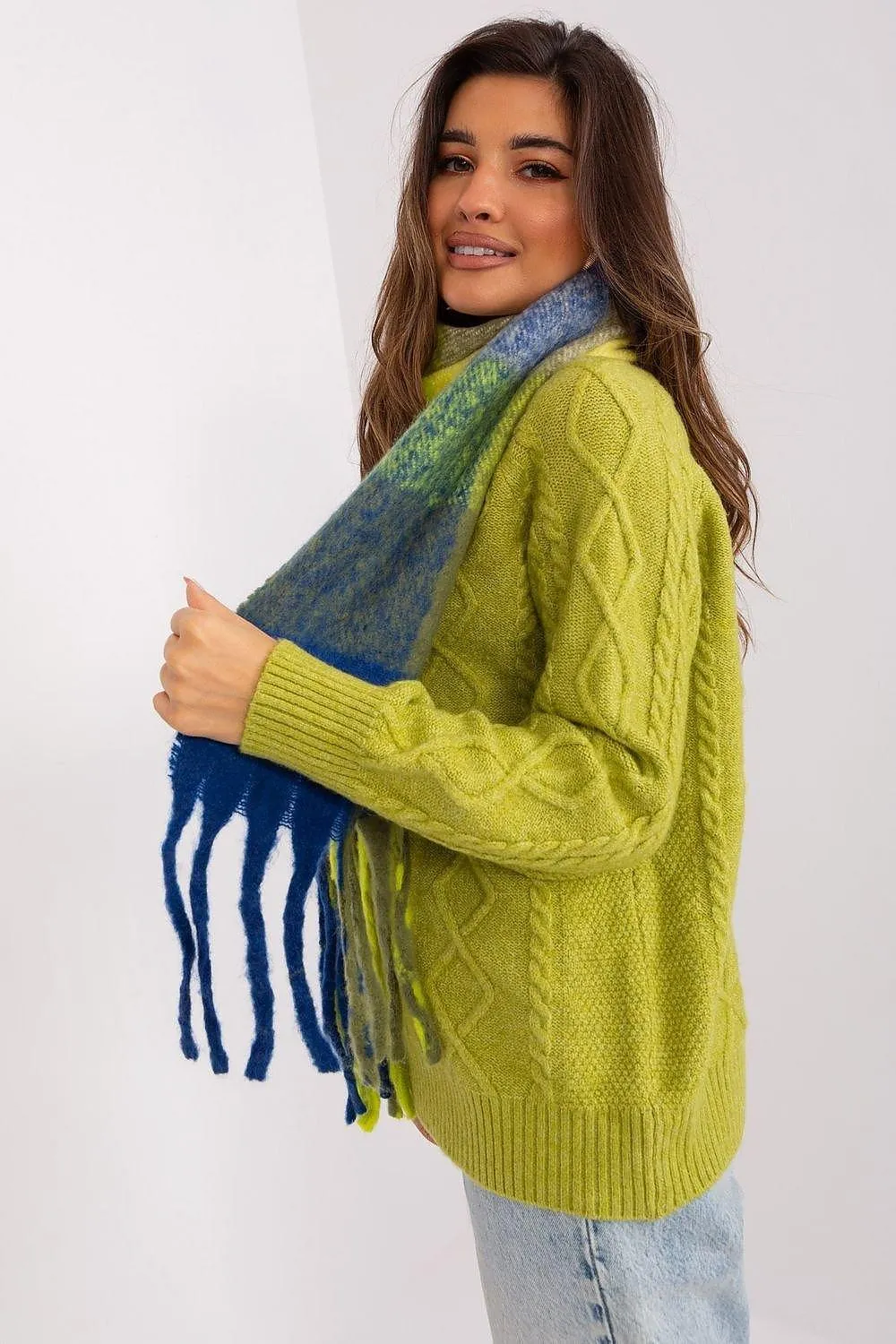 AT long colorful plaid scarf