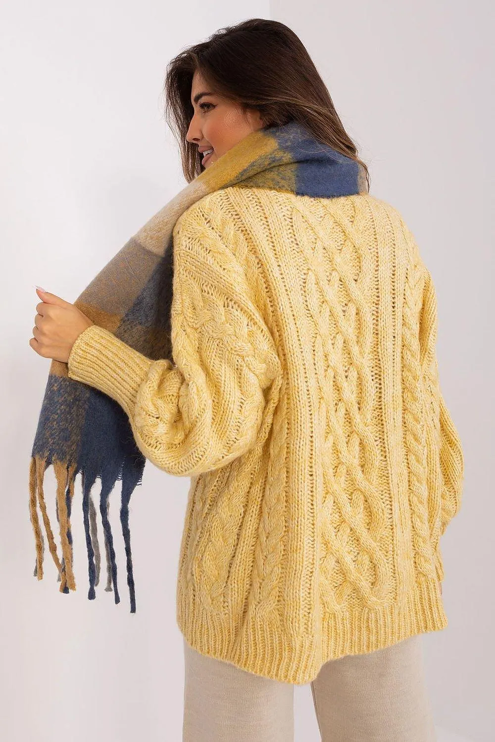 AT long colorful plaid scarf