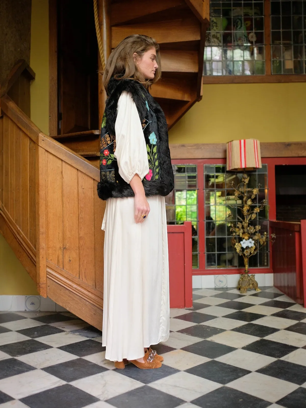 Aziz Waistcoat - M/L | Multi Print/Black
