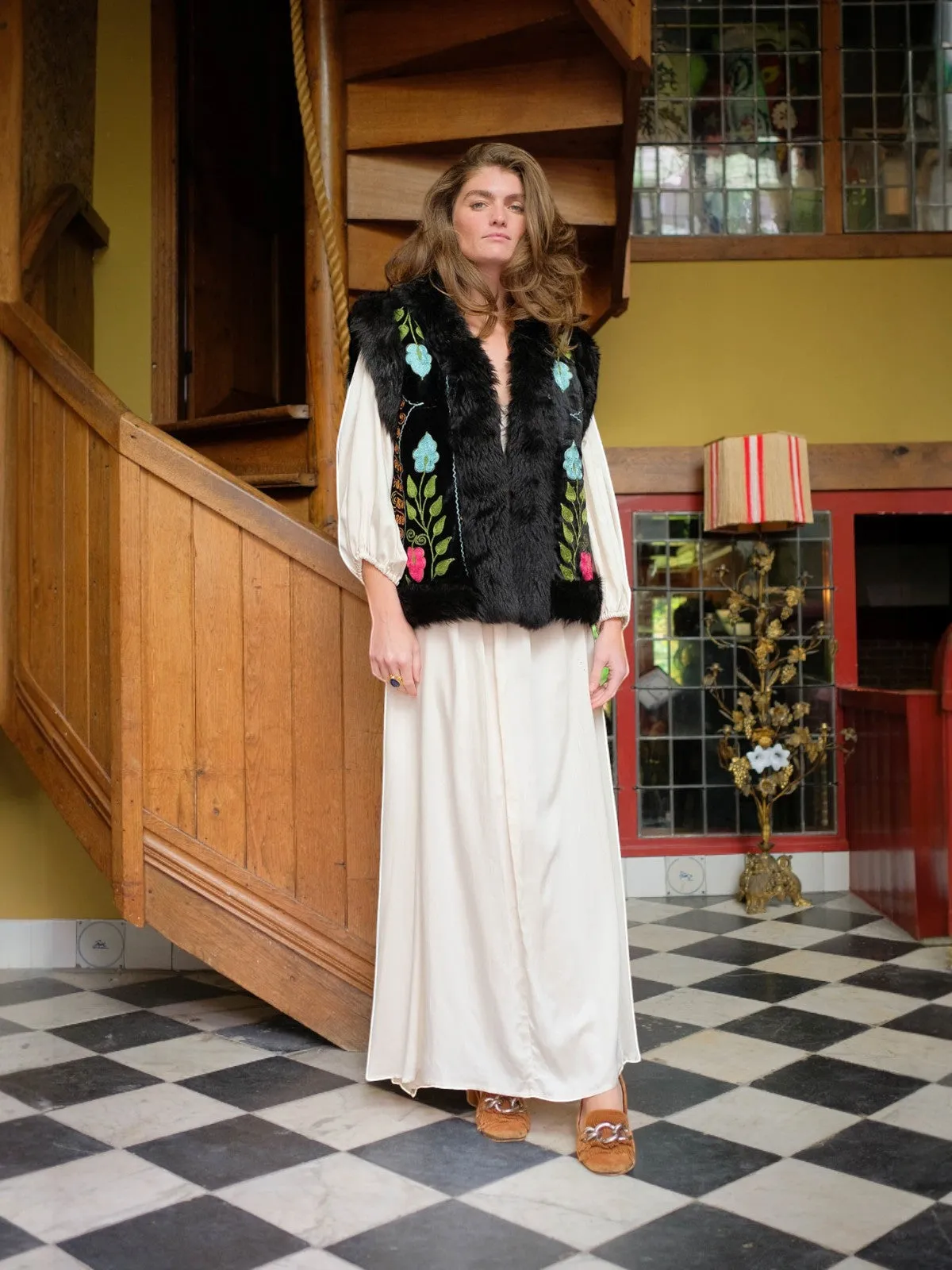 Aziz Waistcoat - M/L | Multi Print/Black