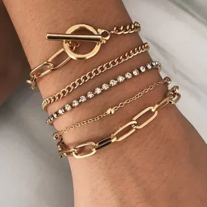 B854 - 5Pc Punk Chain Bracelet Set