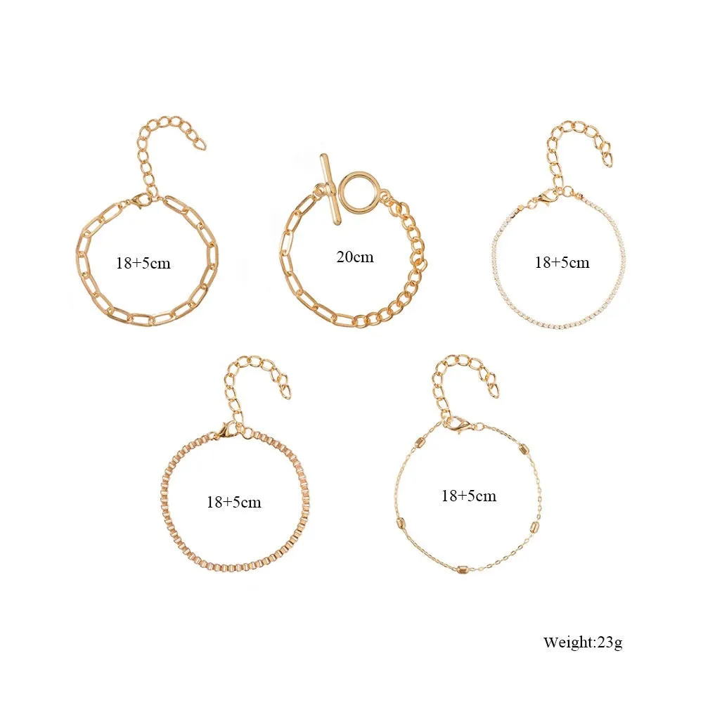B854 - 5Pc Punk Chain Bracelet Set