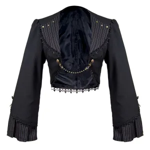 (BFM)Mr. Yi's Steam Continent~Gothic Lolita Cardigan Long Sleeve Black Short Jacket