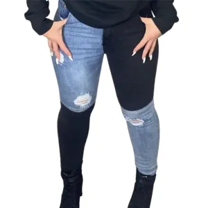 Black Blue Patch Denim Jeans