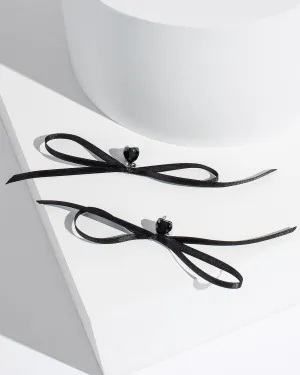 Black Ribbon Bow Earrings