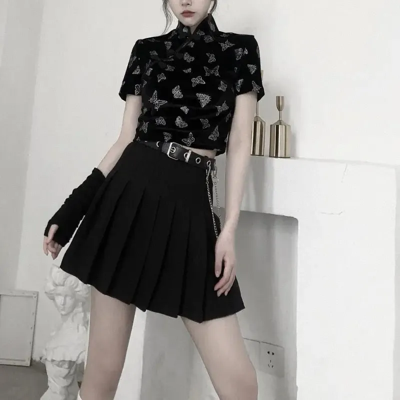 Butterfly Short-Sleeve Japanese Crop Top