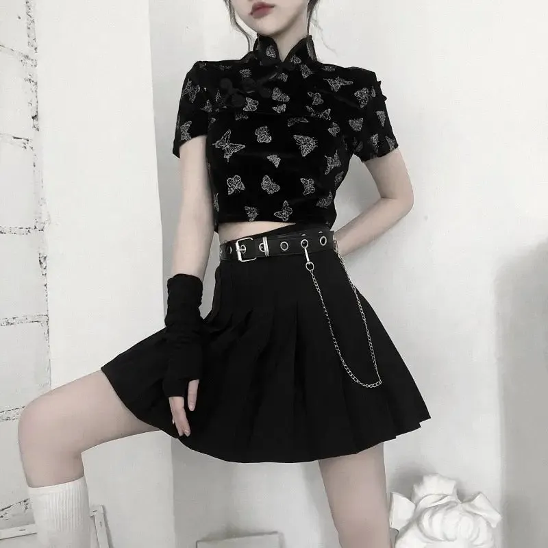 Butterfly Short-Sleeve Japanese Crop Top