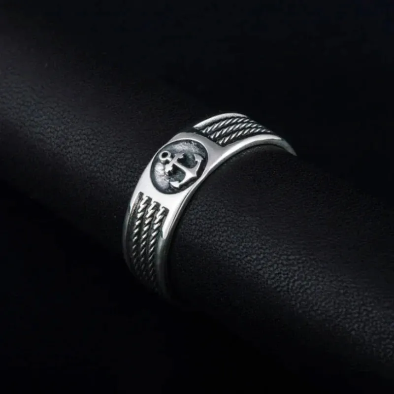 Captain Pirate Men's Anchor Punk Ship Ring