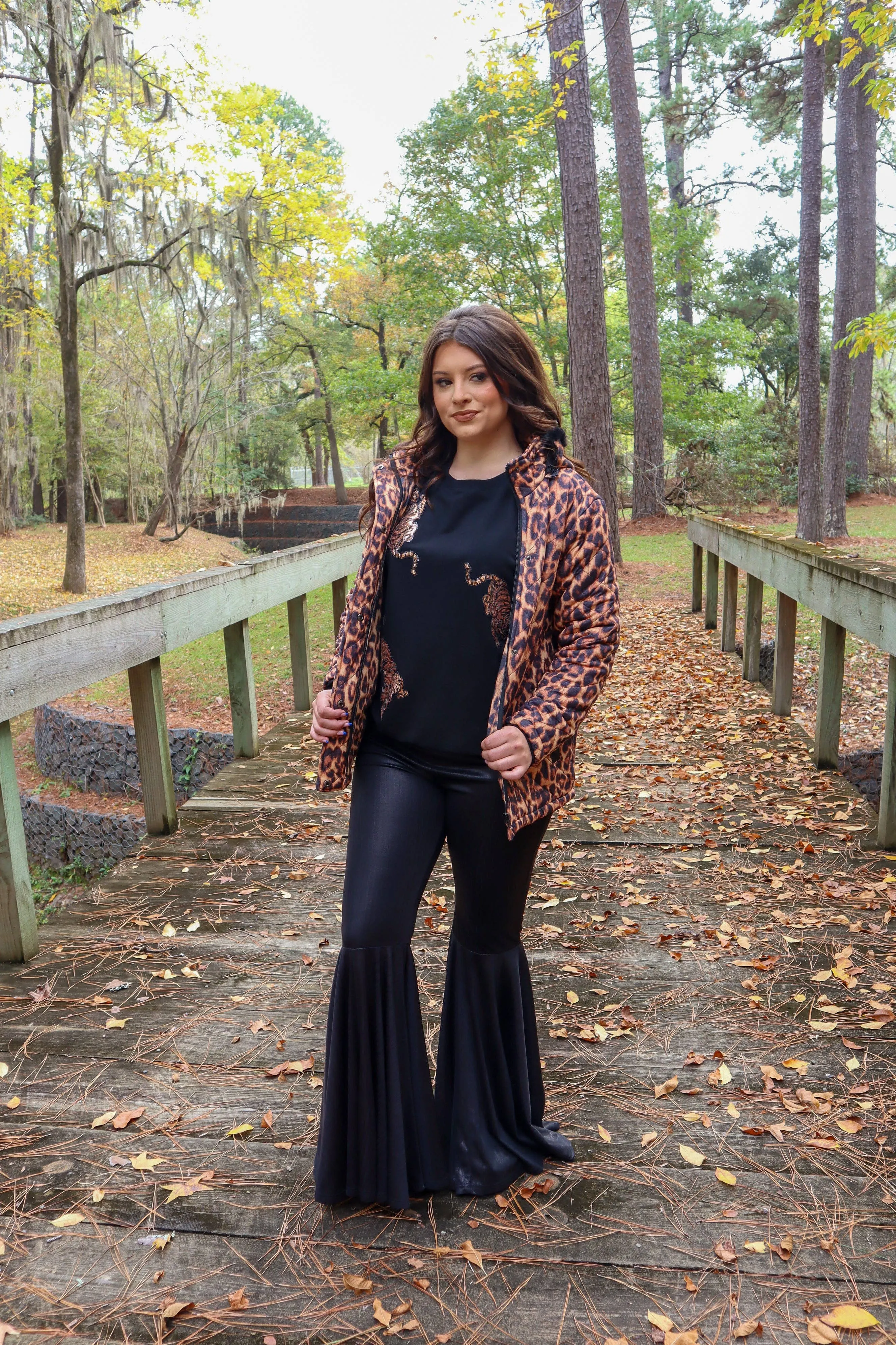 Carolina Fur Trimmed Quilted Jacket - Leopard Print