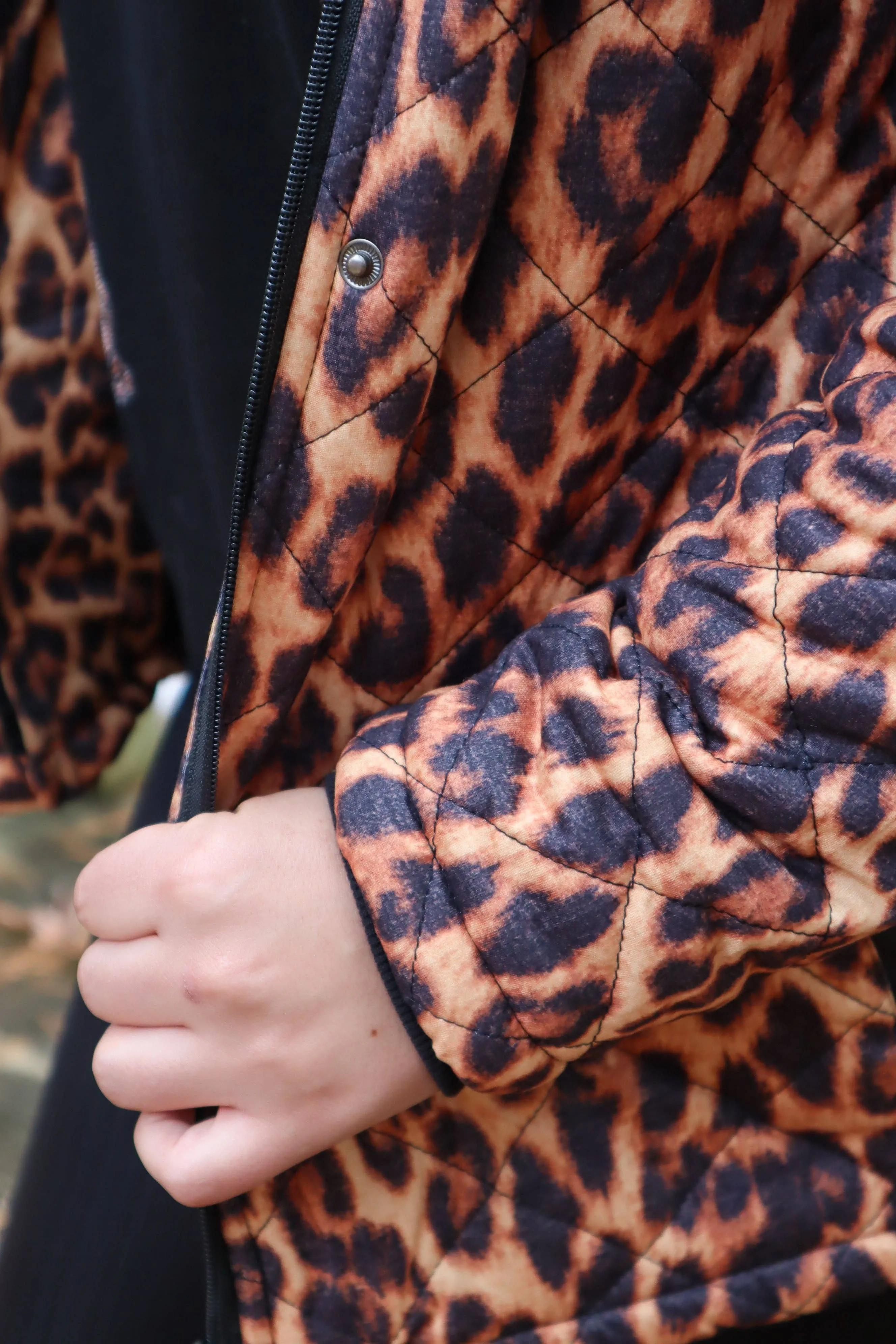 Carolina Fur Trimmed Quilted Jacket - Leopard Print