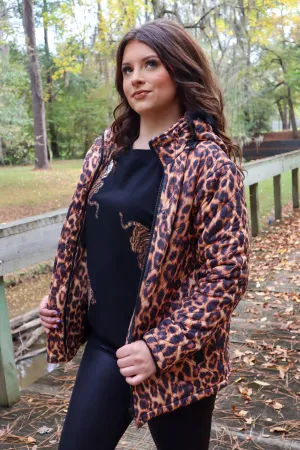 Carolina Fur Trimmed Quilted Jacket - Leopard Print
