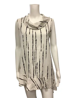 Compli K Top Black & White Sleeveless Tunic Size: M