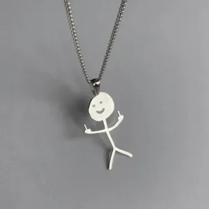 Fashion Hip Hop Fxck You Funny Doodle Pendant Necklace For Man Woman Stickman Middle Finger Rock Punk Necklace Party Jewelry