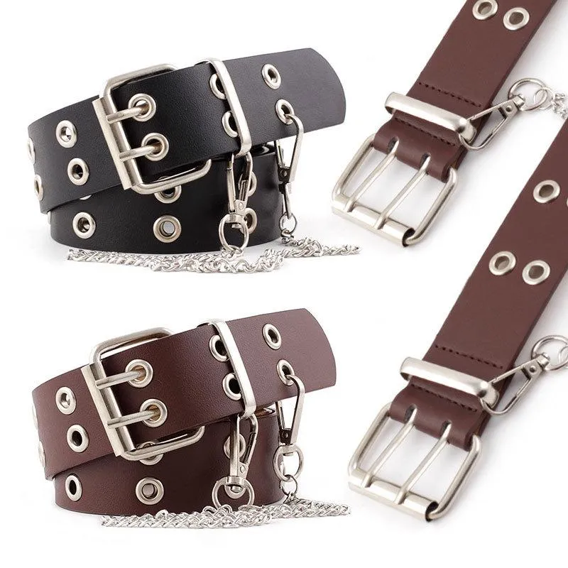 Fashion Women Punk Retro Belt Lady Leather Jeans Decorative Waistband