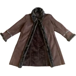 Faux Fur Trim Brown Coat (M)