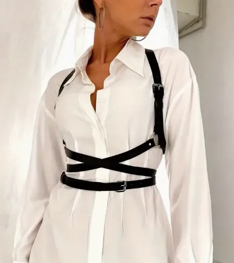 Faux Leather Suspender Harness