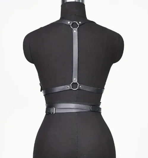 Faux Leather Suspender Harness