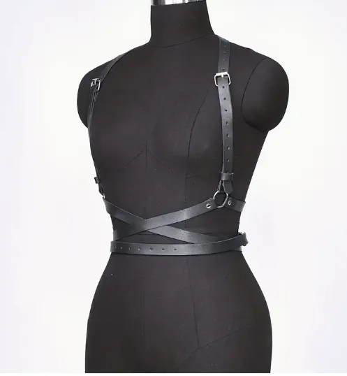 Faux Leather Suspender Harness