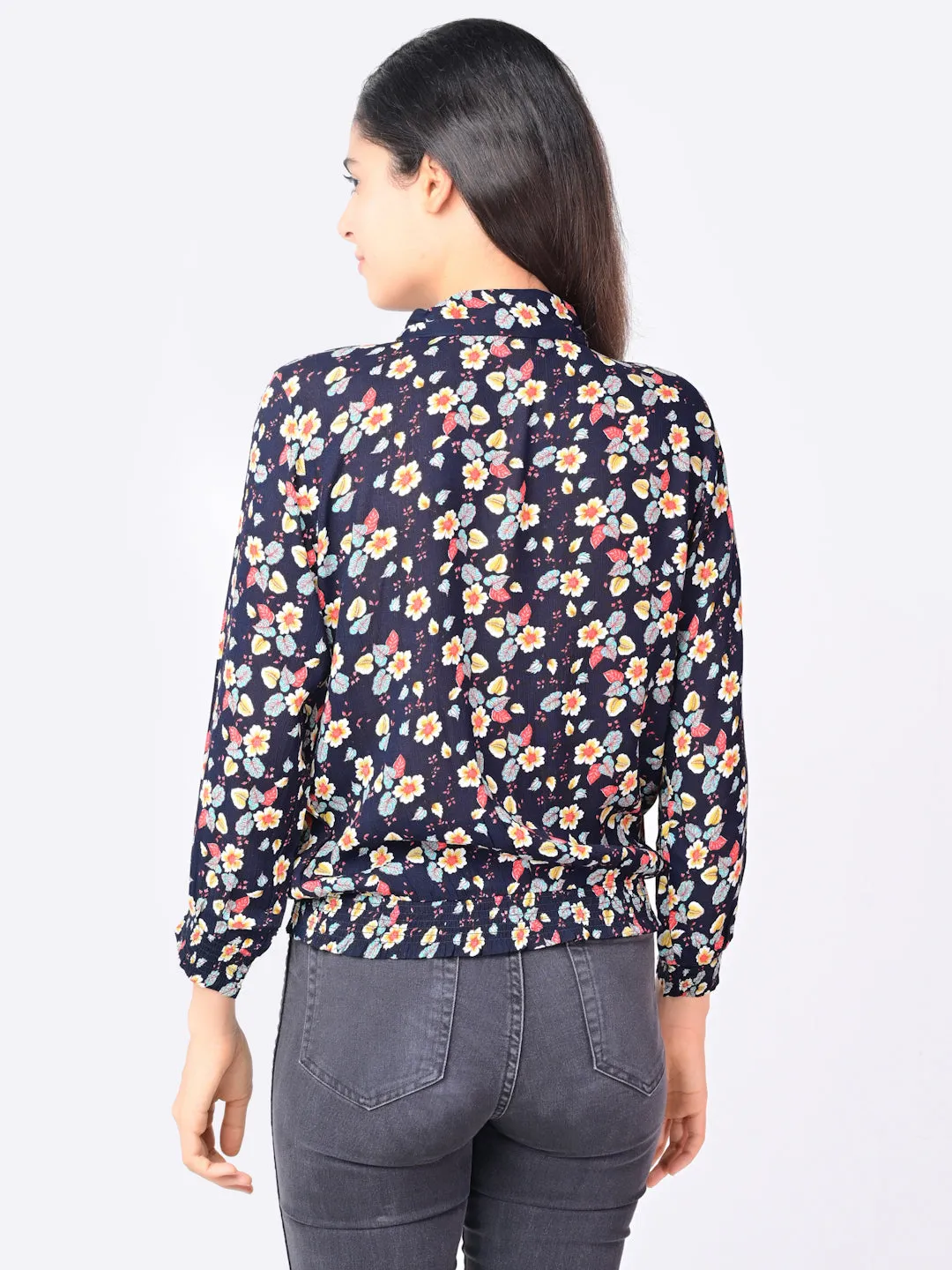 Flawless Women Shirt Style in Black Floral Top