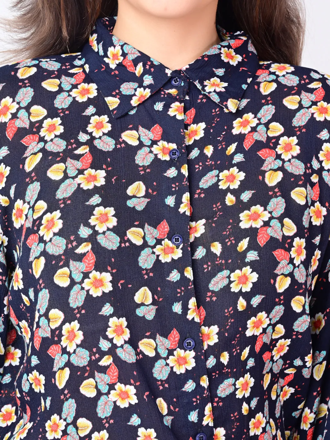 Flawless Women Shirt Style in Black Floral Top