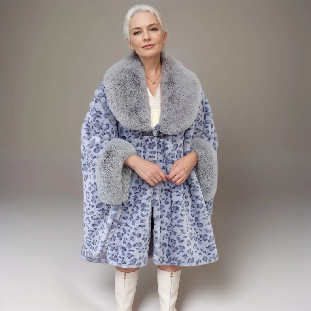 Florence - Luxurious Faux Fur Cape with Plush Collar
