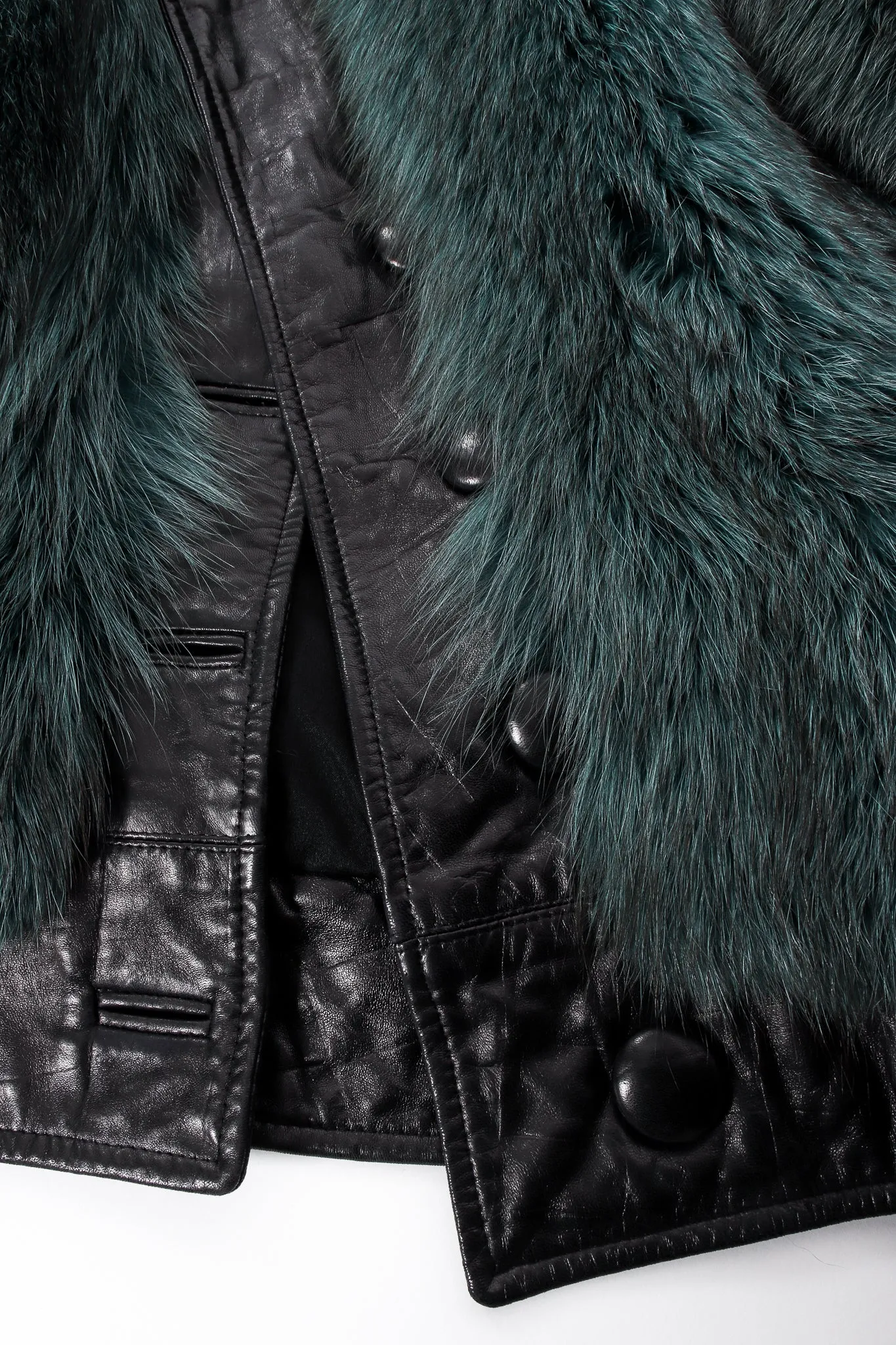 Fox Fur Leather Cocoon Coat