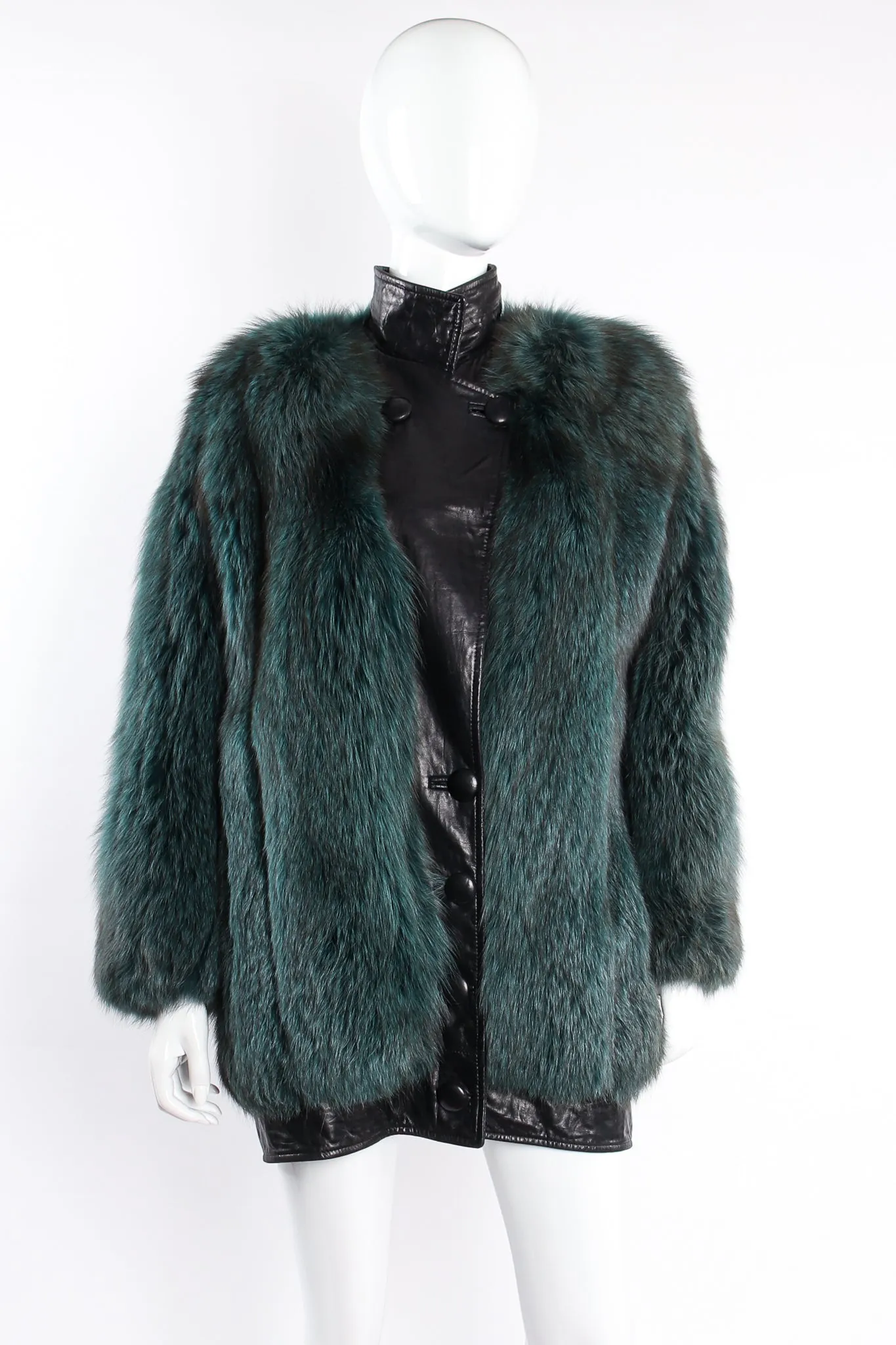 Fox Fur Leather Cocoon Coat