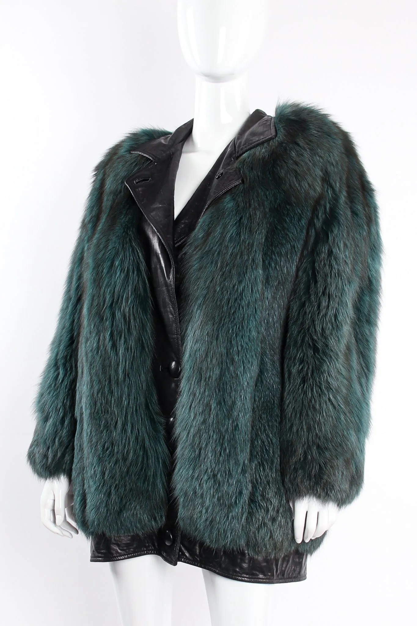 Fox Fur Leather Cocoon Coat