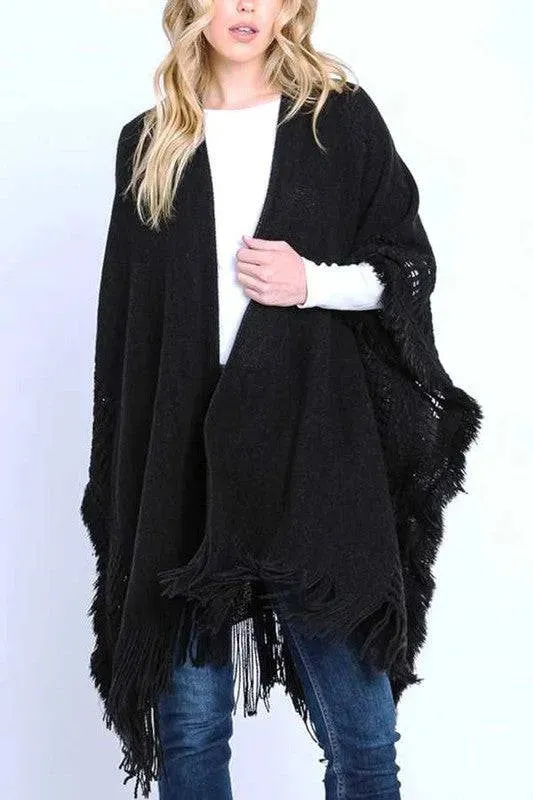 Fringed Knit Cozy Cardigan for Winter