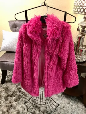 Girl’s Fuchsia Shaggy Swing Coat
