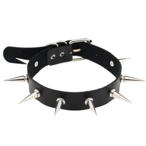 Goth Punk Rivet Necklace PU Leather Unisex Choker Necklaces