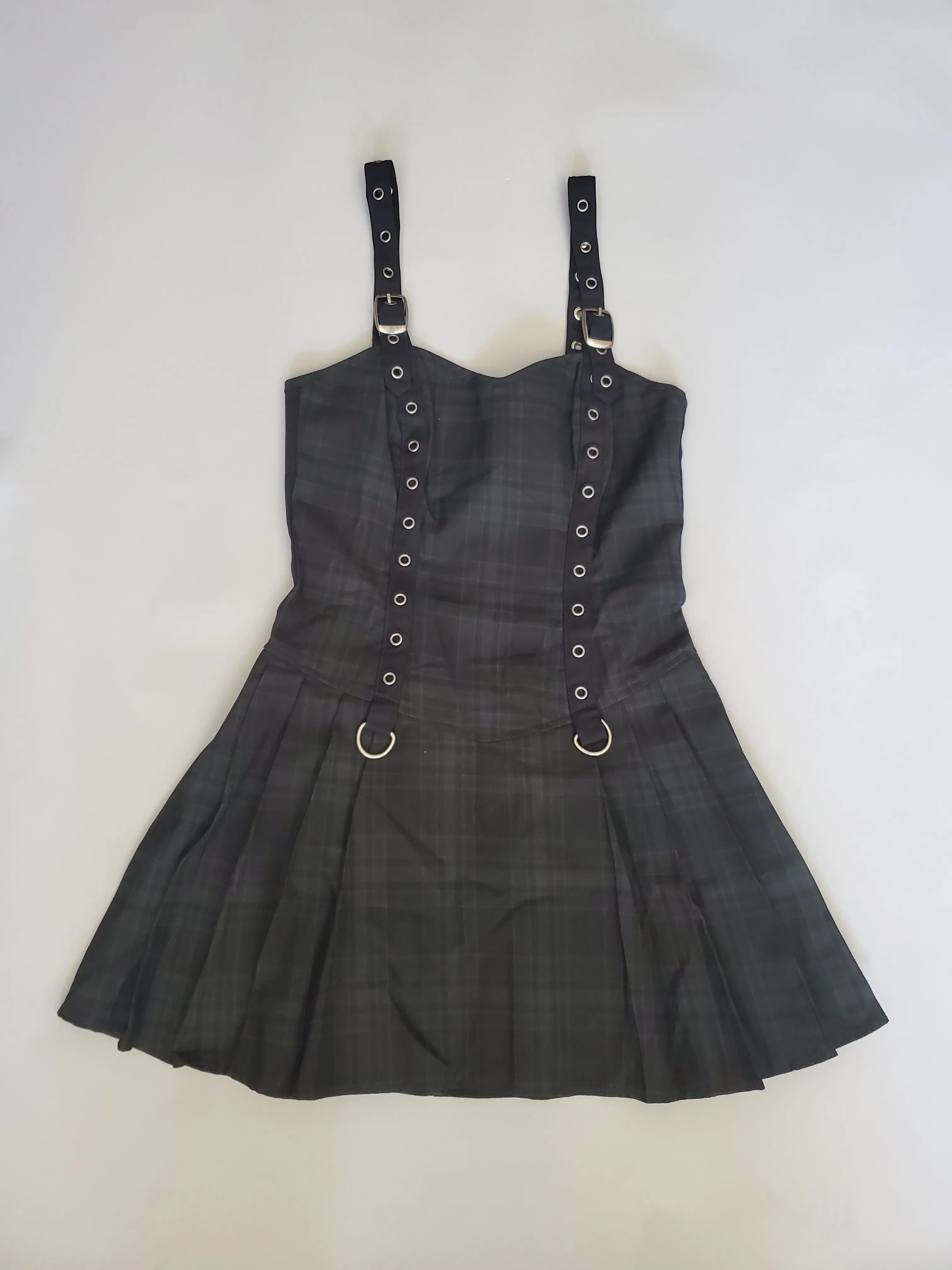 Green Swatch Overdyed Plaid Punk & Disorderly Dress
