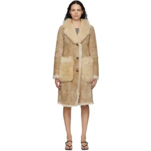 Helmut Lang Beige Toscana Shearling Coat