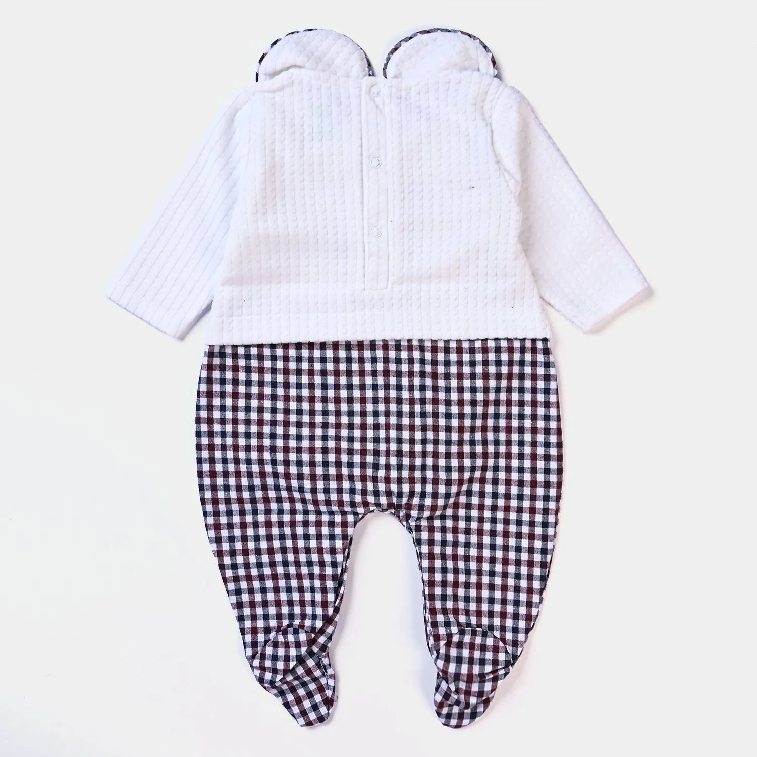 Infant Boys Velour Romper Car-White